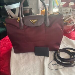 Prada Deep Burgundy Nylon Tote